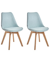 Set of 2 Dining Chairs Mint Green Fabric Upholstrey Padded Seat Sleek Wooden Legs Beliani