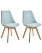 Set of 2 Dining Chairs Mint Green Fabric Upholstrey Padded Seat Sleek Wooden Legs Beliani