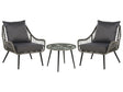 Balcony Bistro Set Grey Faux Rattan Coffee Table and 2 Chairs with Cushions Outdoor Garden Seating Beliani