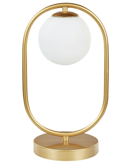 Table Lamp Gold Glass Shade Iron Rod Frame Single Light Modern Design Home Accessories Living Room Beliani