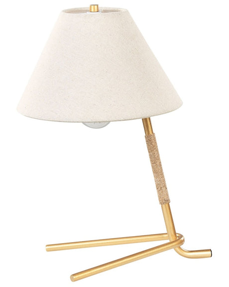 Table Lamp Gold Glass Shade Iron Rod Frame Single Light Modern Design Home Accessories Living Room Beliani