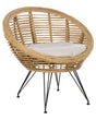 Chair Natural Rattan Light Beige Cotton Cushion Medium Resistance Indoor Outdoor Boho Style Garden Patio Balcony Beliani