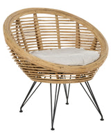 Chair Natural Rattan Light Beige Cotton Cushion Medium Resistance Indoor Outdoor Boho Style Garden Patio Balcony Beliani