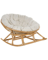 Rocking Chair Natural Rattan Light Beige Cotton Cushions Medium Resistance Indoor Outdoor Boho Style Garden Patio Balcony Beliani