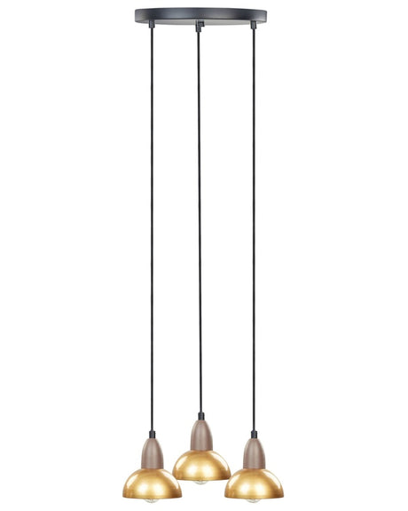 Hanging Lamp Brass Metal Iron Base Shades 3 Light Point Home Accessories Illumination Living Room Dining Beliani