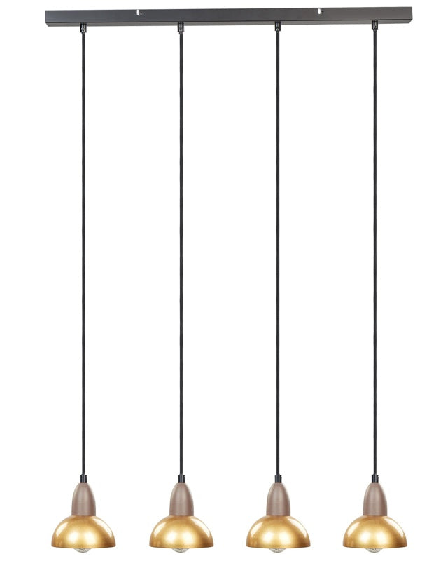 Hanging Lamp Brass Metal Iron Base Shades 4 Light Point Home Accessories Illumination Living Room Dining Beliani