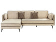 Corner Sofa Beige Upholstery Velvet Metal Legs Pillow Backrest Scatter Cushions Modern Design Beliani