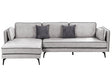 Corner Sofa Light Grey Upholstery Velvet Metal Legs Pillow Backrest Scatter Cushions Modern Design Beliani