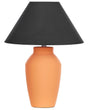 Table Lamp Orange Ceramic Base Linen Shade 52 cm Fabric Drum Black Bedside Living Room Bedroom Lighting Traditional Beliani