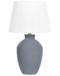 Table Lamp Grey Ceramic Base Linen Drum Shaped Shade Minimalistic Design Beliani