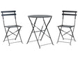 3 Piece Bistro Set Black Metal Folding Slatted Seat Back Outdoor Beliani