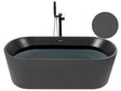 Freestanding Bath Matt Black Acrylic 169 x 80 cm Oval Shape Fluted Finish Modern Style Bathroom Beliani