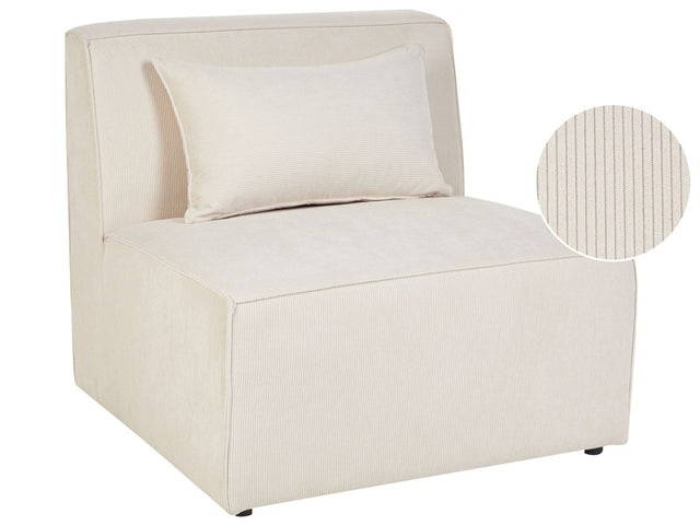 1-Seat Section Beige  Corduroy Jumbo Cord Sofa Module Modern Single-Seat Beliani