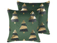 Set of 2 Scatter Cushions Green Velvet Fabric 45 x 45 cm Christmas Tree Pattern Removable Covers Living Room Bedroom Beliani