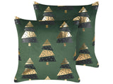Set of 2 Scatter Cushions Green Velvet Fabric 45 x 45 cm Christmas Tree Pattern Removable Covers Living Room Bedroom Beliani