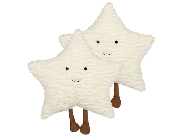 Set of 2 Kids Cushions White Fabric 40 x 40 cm Fluffy Plush Toy Star Shaped Pillows with Filling Soft Children's Toy Beliani