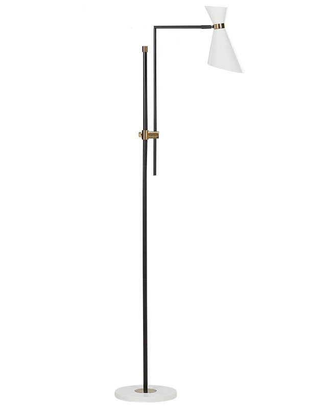 Floor Lamp White Metal 140 cm Marble Base Adjustable Shade Gold Accents Modern Industrial Style Living Room Office Bedroom Beliani