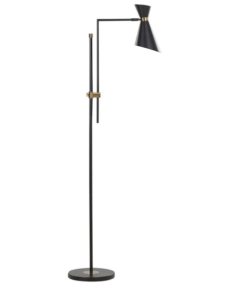 Floor Lamp Black Metal 140 cm Marble Base Adjustable Shade Gold Accents Modern Industrial Style Living Room Office Bedroom Beliani