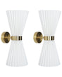 Set of 2 Wall Lamps White Fabric Shade Metal Brass Accents Modern Glamour Style Living Room Office Bedroom Beliani