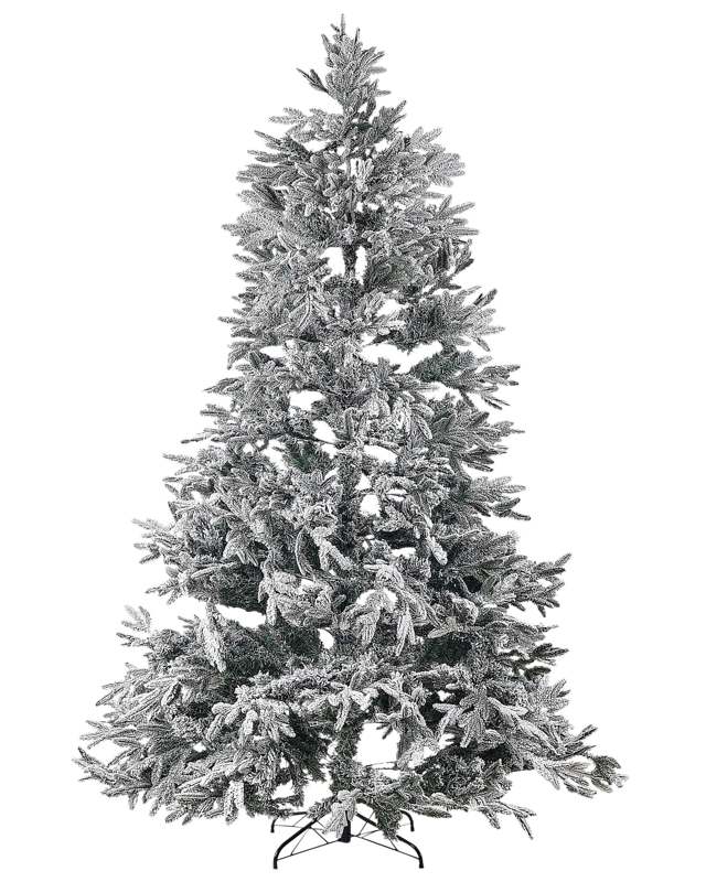 Artificial Christmas Tree White PVC Metal Base 240 cm Snowed  Frosted Branches Scandinavian Style Beliani