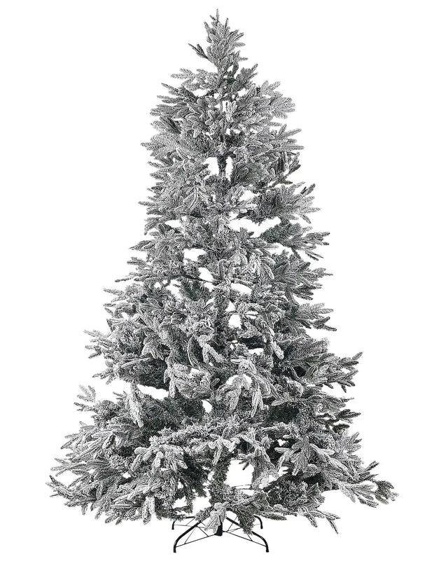 Artificial Christmas Tree White PVC Metal Base 240 cm Snowed  Frosted Branches Scandinavian Style Beliani