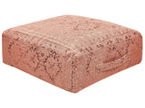 Floor Cushion Light Red Cotton 50 x 50 x 20 cm Abstract Pattern Square Fabric Seating Pouffe Beliani