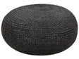Pouffe Black Jute Woven  50 cm EPS Filling Round Boho Style Ottoman Footstool  Beliani