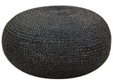 Pouffe Black Jute Woven  50 cm EPS Filling Round Boho Style Ottoman Footstool  Beliani