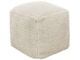 Pouffe Beige Cotton 45 x 45 x 45 cm Solid Pattern Square Fabric Seating Ottoman Beliani