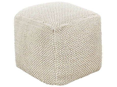 Pouffe Beige Cotton 45 x 45 x 45 cm Solid Pattern Square Fabric Seating Ottoman Beliani