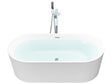 Freestanding Bath Matt White Acrylic 169 x 80 cm Oval Shape Fluted Finish Modern Style Bathroom Beliani