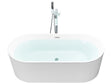Freestanding Bath Matt White Acrylic 169 x 80 cm Oval Shape Fluted Finish Modern Style Bathroom Beliani