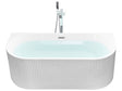 Oval Back to Wall Bath Matt White Acrylic 171 x 90 cm Fluted Finish Modern Style Bathroom Beliani