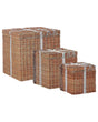 Storage Decorative Gift Boxes Brown Rattan Christmas Decor Set of 3 Square Various Sizes Rustic Design Beliani