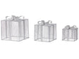 Set of 3 Outdoor LED Decoration Silver Metal 25 x 25 x 25 cm Christmas Gifts Presents Seasonal Accessory Garden Home Dcor with Lights Beliani
