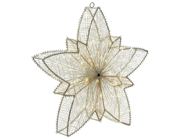 Outdoor LED Hanging Decoration Silver Metal 50 x 8 x 50 cm Star Seasonal Accessory Garden Home Dcor with Lights Beliani