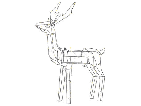 Outdoor LED Decoration Silver Metal 70 x 20 x 117 cm Deer Seasonal Accessory Garden Home Décor with Lights Beliani