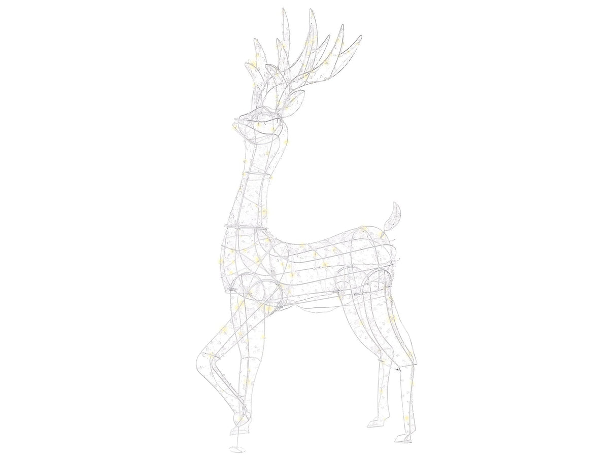 Outdoor LED Decoration Silver Metal 65 x 20 x 150 cm Reindeer Seasonal Accessory Garden Home Dcor with Lights Beliani