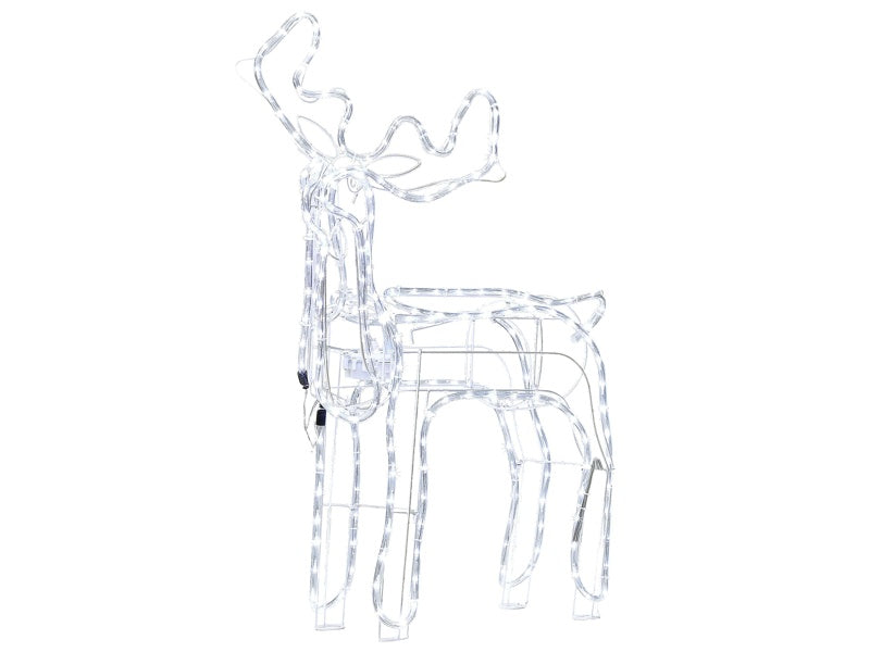Outdoor LED Decoration White Metal 51 x 22 x 94 cm Animated Reindeer Seasonal Accessory Garden Home Dcor with Lights Beliani