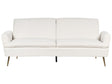 Sofa Bed Off-White Velvet Upholstery 3 Seater Click Clack Sleeping Function Golden Metal Legs Beliani