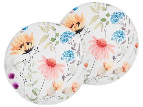Set of 2 Garden Cushions Multicolour Polyester Floral Pattern  40 cm Modern Outdoor Decoration Water Resistant Beliani