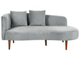 Chaise Lounge Light Grey Velvet Polyester Upholstery Left Hand Dark Wood Legs Extra Throw Pillows Modern Design Living Room Furniture Beliani