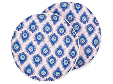 Set of 2 Garden Cushions Multicolour Polyester Peacock Pattern  40 cm Modern Outdoor Decoration Water Resistant Beliani