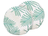 Set of 2 Garden Cushions Beige and Green Polyester Palm Leaf Motif Pattern  40 cm Modern Outdoor Decoration Water Resistant Beliani