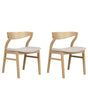Set of 2 Dining Chairs Light Wood and Beige Plywood Polyester Fabric Rubberwood Legs Retro Traditional Style Beliani