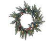 Christmas Wreath Green Synthetic Material 50 cm Pre Lit Artificial Snow Pine Cons Seasonal Home Decor Beliani