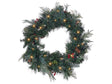 Christmas Wreath Green Synthetic Material 60 cm Pre Lit Artificial Snow Pine Cons Seasonal Home Decor Beliani