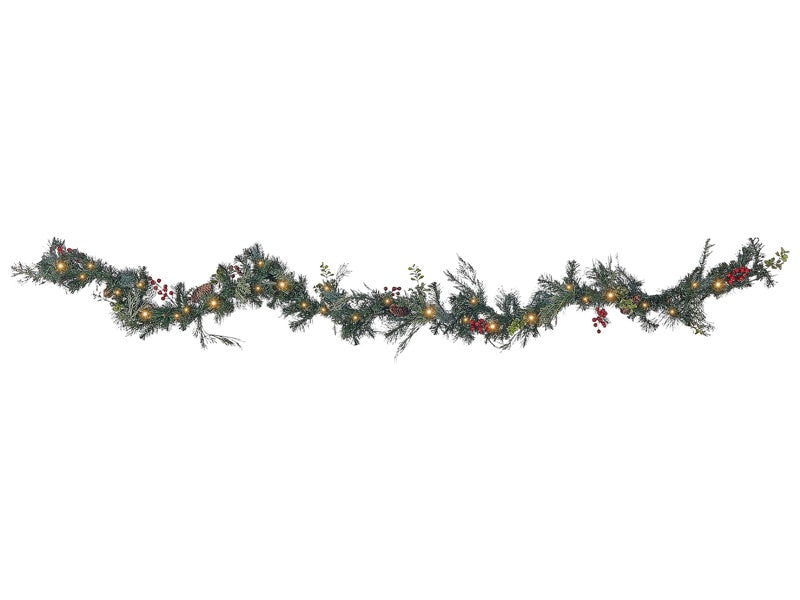 Christmas Garland Green Synthetic Material Artificial 270 cm Pre Lit with LED lights Seasonal Decor Winter Holiday Greenery Beliani