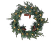 Christmas Wreath Green Synthetic Material 60 cm Pre Lit Artificial Snow Pine Cons Seasonal Home Decor Beliani