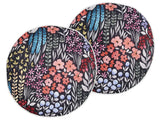 Set of 2 Outdoor Cushions Multicolour Polyester  40 cm Round Floral Print Pattern Scatter Pillow Garden Patio Beliani